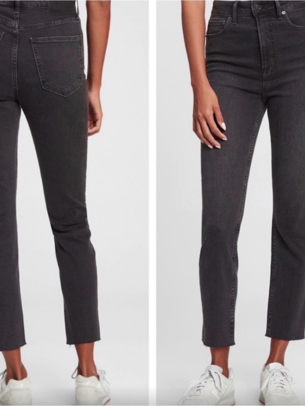 GAP Cropped High-Rise Straight Jeans in Washed Black